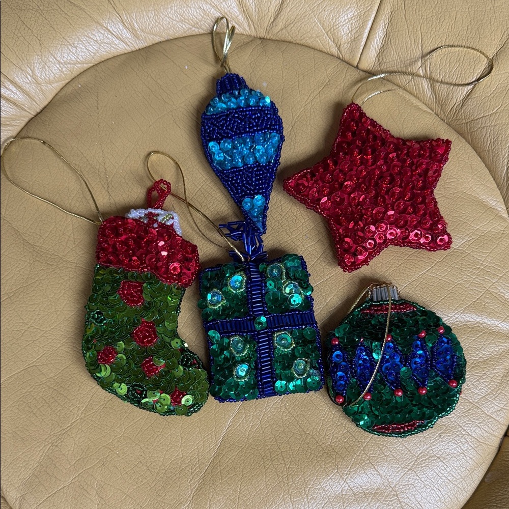 Colorful Sequin Christmas Ornaments Set